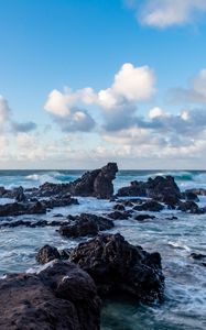 Preview wallpaper sea, rocks, shore, surf