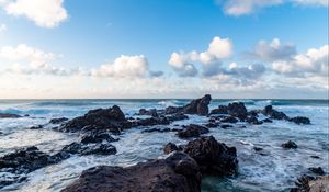 Preview wallpaper sea, rocks, shore, surf