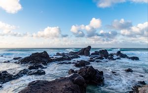 Preview wallpaper sea, rocks, shore, surf