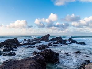 Preview wallpaper sea, rocks, shore, surf