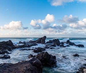 Preview wallpaper sea, rocks, shore, surf