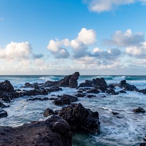 Preview wallpaper sea, rocks, shore, surf