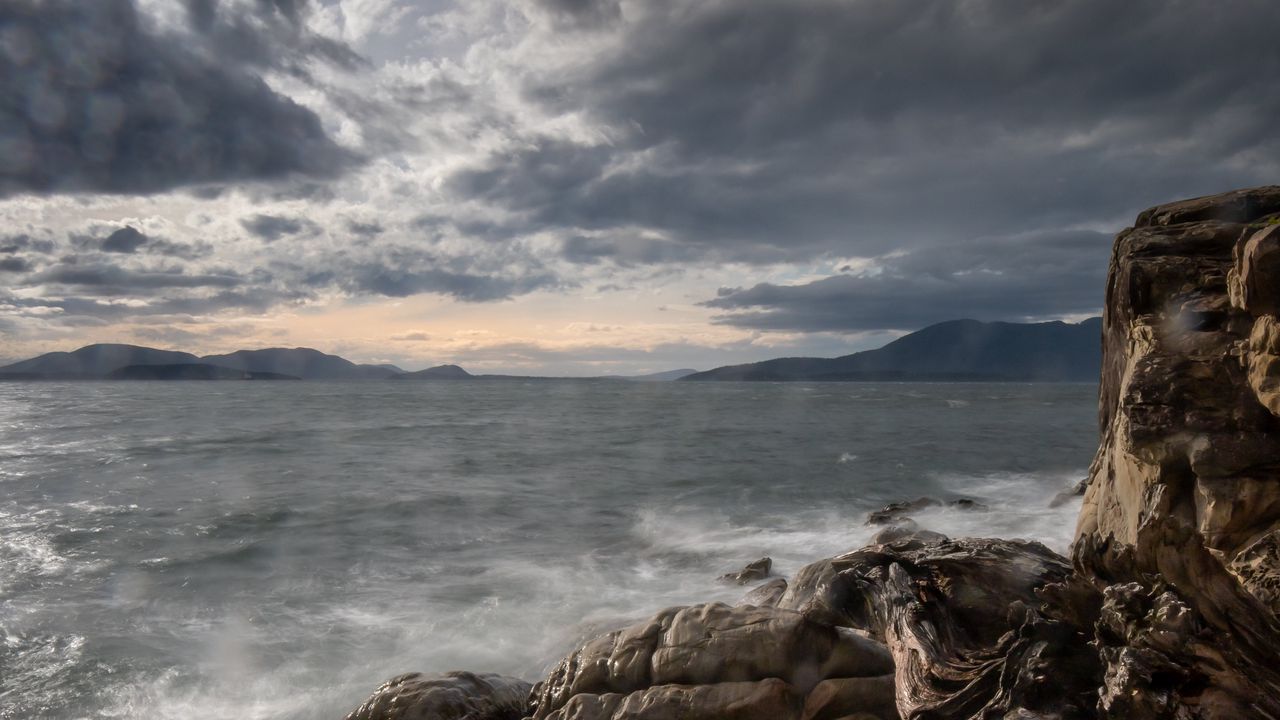 Wallpaper sea, rocks, shore, water, clouds
