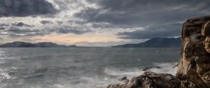 Preview wallpaper sea, rocks, shore, water, clouds