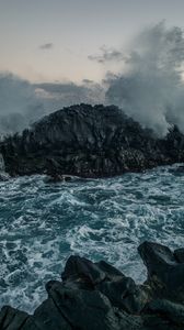 Preview wallpaper sea, rocks, spray, waves, storm, water