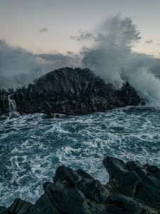 Preview wallpaper sea, rocks, spray, waves, storm, water