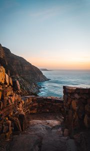 Preview wallpaper sea, rocks, stairs, stones, shore