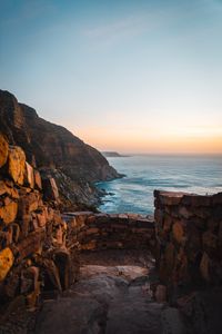 Preview wallpaper sea, rocks, stairs, stones, shore