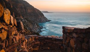 Preview wallpaper sea, rocks, stairs, stones, shore