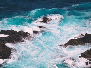 Preview wallpaper sea, rocks, stones, waves, foam