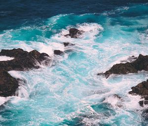 Preview wallpaper sea, rocks, stones, waves, foam