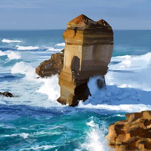 Preview wallpaper sea, rocks, waves, art