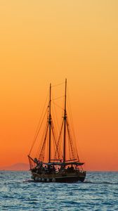 Preview wallpaper sea, sailing, boat, sunset