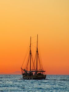 Preview wallpaper sea, sailing, boat, sunset