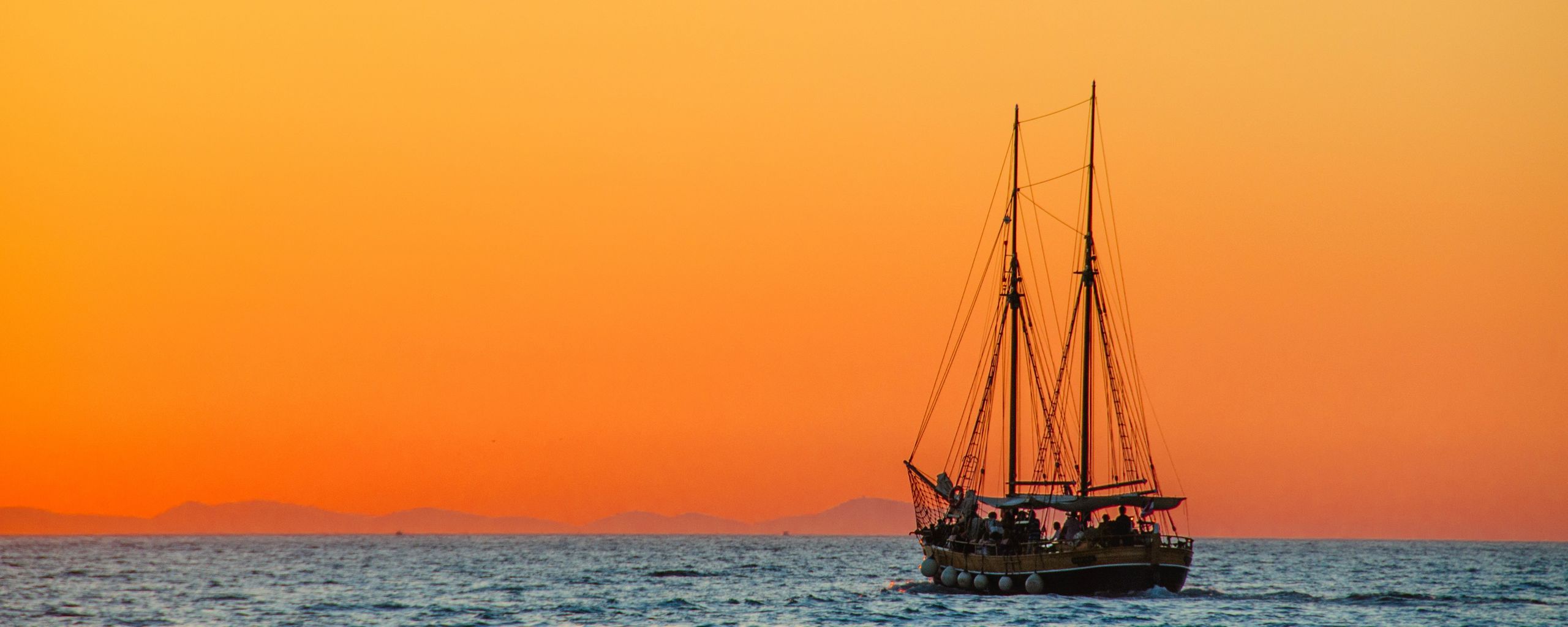 Download wallpaper 2560x1024 sea, sailing, boat, sunset ultrawide ...