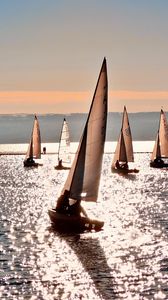 Preview wallpaper sea, sailing vessels, sun, clearly, day, reflection