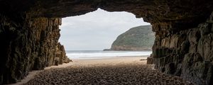 Preview wallpaper sea, sand, cave, nature