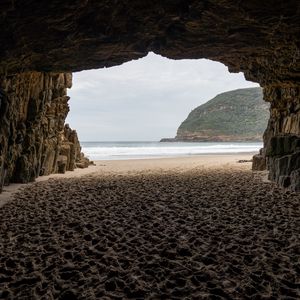 Preview wallpaper sea, sand, cave, nature