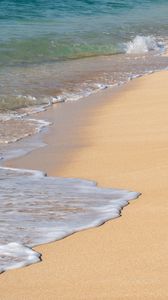 Preview wallpaper sea, sand, waves, foam, landscape