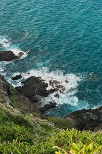 Preview wallpaper sea, sea foam, grass, stones