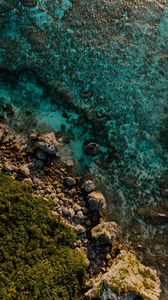 Preview wallpaper sea, shore, aerial view, water, stones