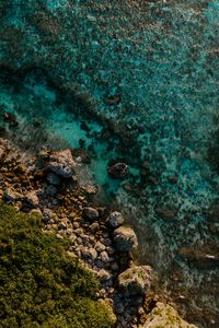 Preview wallpaper sea, shore, aerial view, water, stones