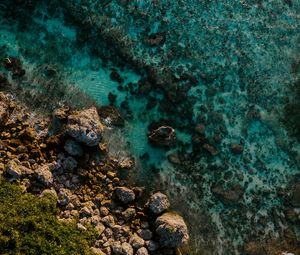 Preview wallpaper sea, shore, aerial view, water, stones