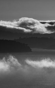 Preview wallpaper sea, shore, clouds, bw