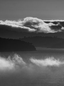 Preview wallpaper sea, shore, clouds, bw