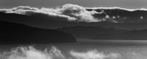 Preview wallpaper sea, shore, clouds, bw