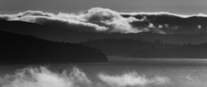 Preview wallpaper sea, shore, clouds, bw