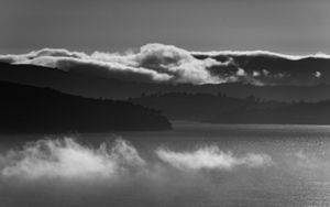 Preview wallpaper sea, shore, clouds, bw