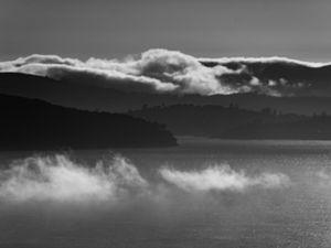 Preview wallpaper sea, shore, clouds, bw