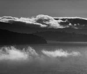 Preview wallpaper sea, shore, clouds, bw