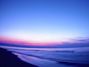 Preview wallpaper sea, shore, horizon, sky, dawn