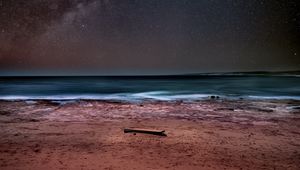 Preview wallpaper sea, shore, milky way, starry sky, stars, night