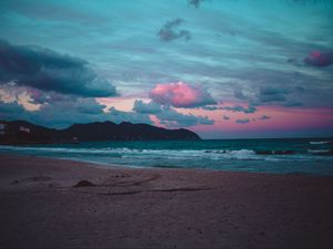Preview wallpaper sea, shore, sunset, sand