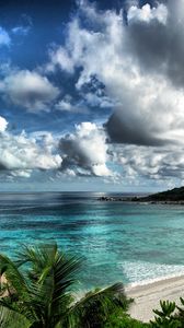 Preview wallpaper sea, sky, beach, rocks, landscape