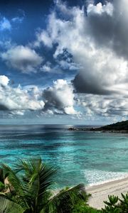 Preview wallpaper sea, sky, beach, rocks, landscape