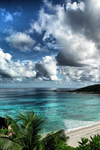 Preview wallpaper sea, sky, beach, rocks, landscape