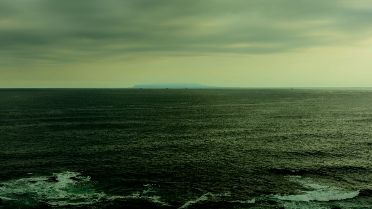 Wallpaper sea, skyline, ripples, kanagawa