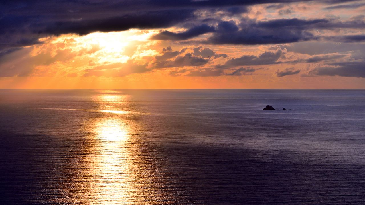 Wallpaper sea, skyline, sunset, sunlight, ripples, brazil, clouds