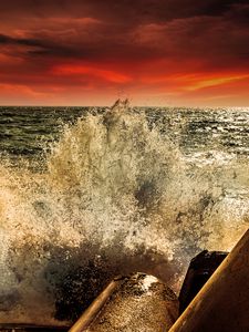 Preview wallpaper sea, splashes, stones, nature