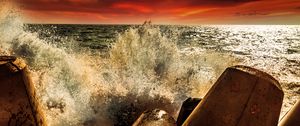 Preview wallpaper sea, splashes, stones, nature
