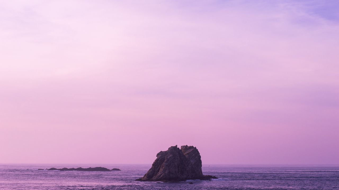 Wallpaper sea, stone, sky, lilac