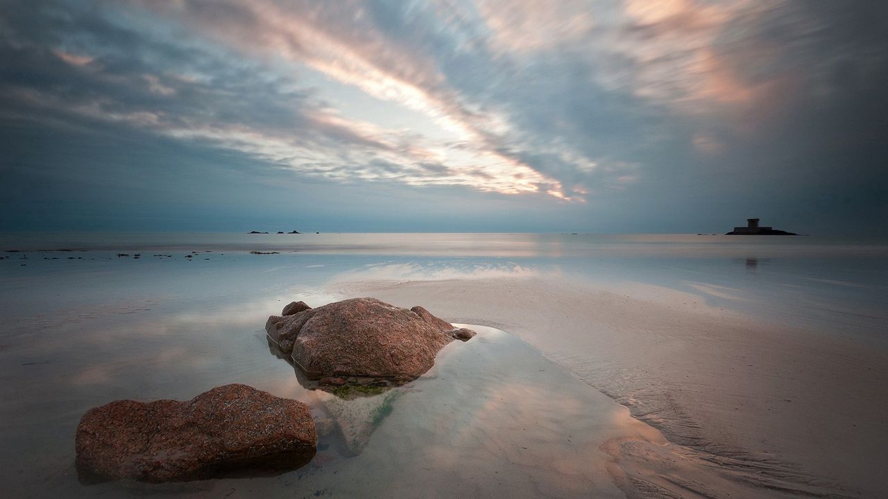 Wallpaper sea, stone, water, sky