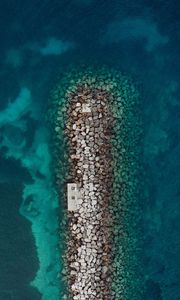 Preview wallpaper sea, stones, aerial view, breakwater, water