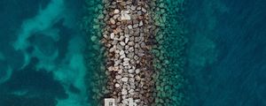 Preview wallpaper sea, stones, aerial view, breakwater, water