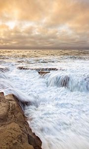 Preview wallpaper sea, stones, foam, cascade, nature