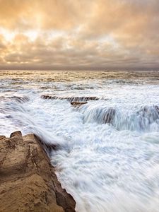 Preview wallpaper sea, stones, foam, cascade, nature